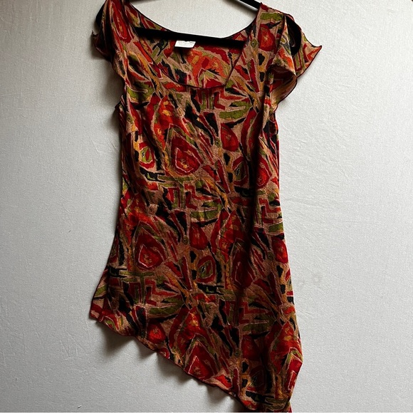 Alchemy recycled silk Asymmetrical Multicolor Top Sz M - Picture 1 of 7